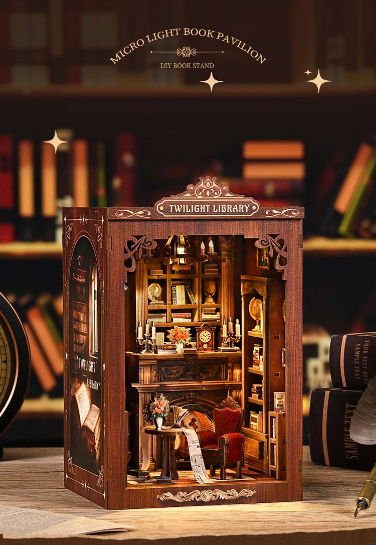 Diy Miniature Dollhouse Kit Book Nook - DIY Buchnischen-Set Miniatur-Puppenhaus aus Holz mit