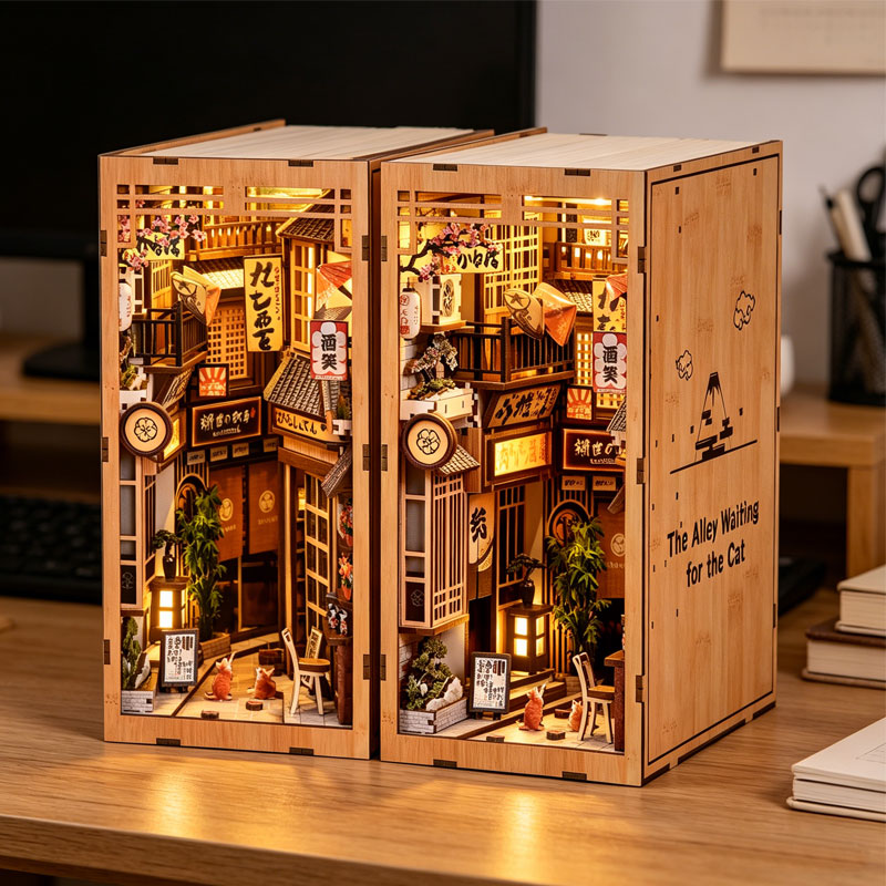 Book Nook Shelf Insert Alley Diy - Zuuton Buchstütz Kit Gasse Japones mit