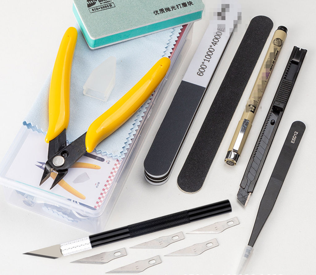 Modeling Tool Kit Tweezers Hobby Knife - Modellbau-Grundwerkzeug-Set, Hobby-Messerzange, Pinzette für Gunpla-Montage, Snap-Fit,