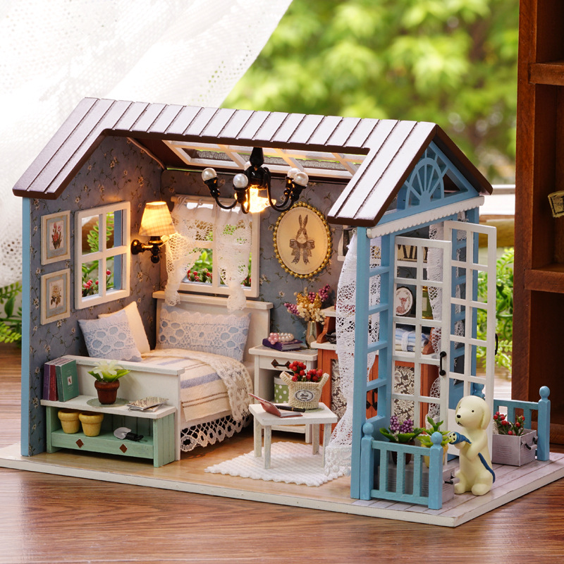 Miniature Led Light Kit For Dollhouse - Miniatur-Puppenhaus-Set mit LED-Beleuchtung DIY Holz-Cottage 3D-Puzzle