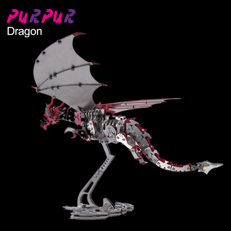 Metal 3D Puzzle Stainless Model Kit - Punk DIY mechanische Montage Flügel Drache