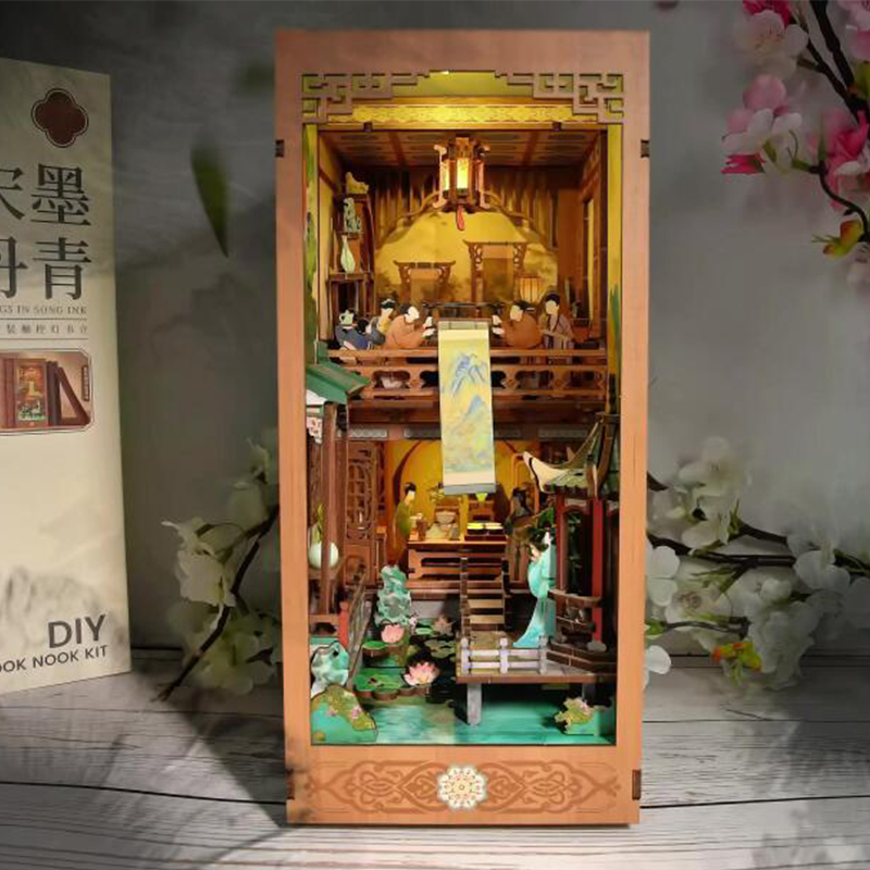 Diy Miniature Dollhouse Kit Book Nook - DIY Holzbuch Nook Regal Einsatz Kit