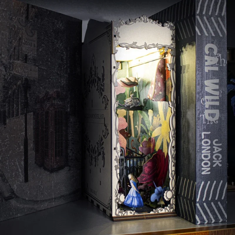 Diy Miniature Dollhouse Kit Book Nook - Garten Travelogue Buchstützen Bücherregal Puppenhaus DIY