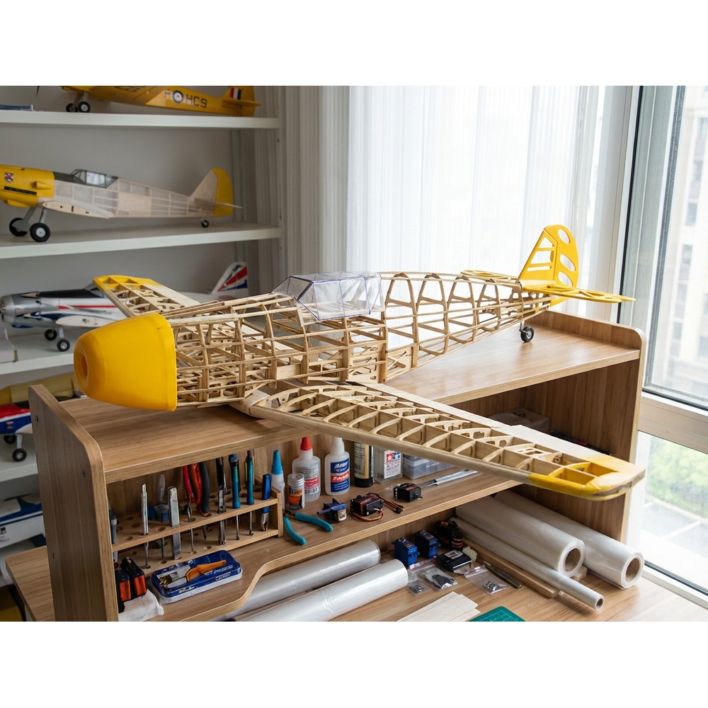 Laser Cut Wooden Model Kit Assembly - BF109 1020mm Lasergeschnittener Balsaholz-Flugrahmen-Bausatz - DIY
