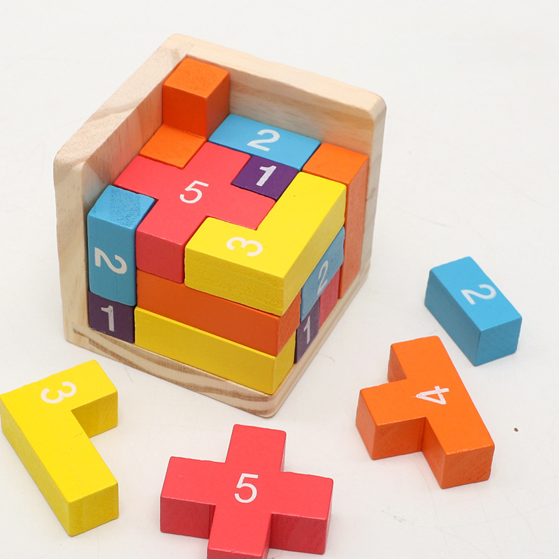 Bunte Holzblock-Puzzles, klass – 3D Wooden Mechanical Puzzle Marble Run Bewertung und Preis