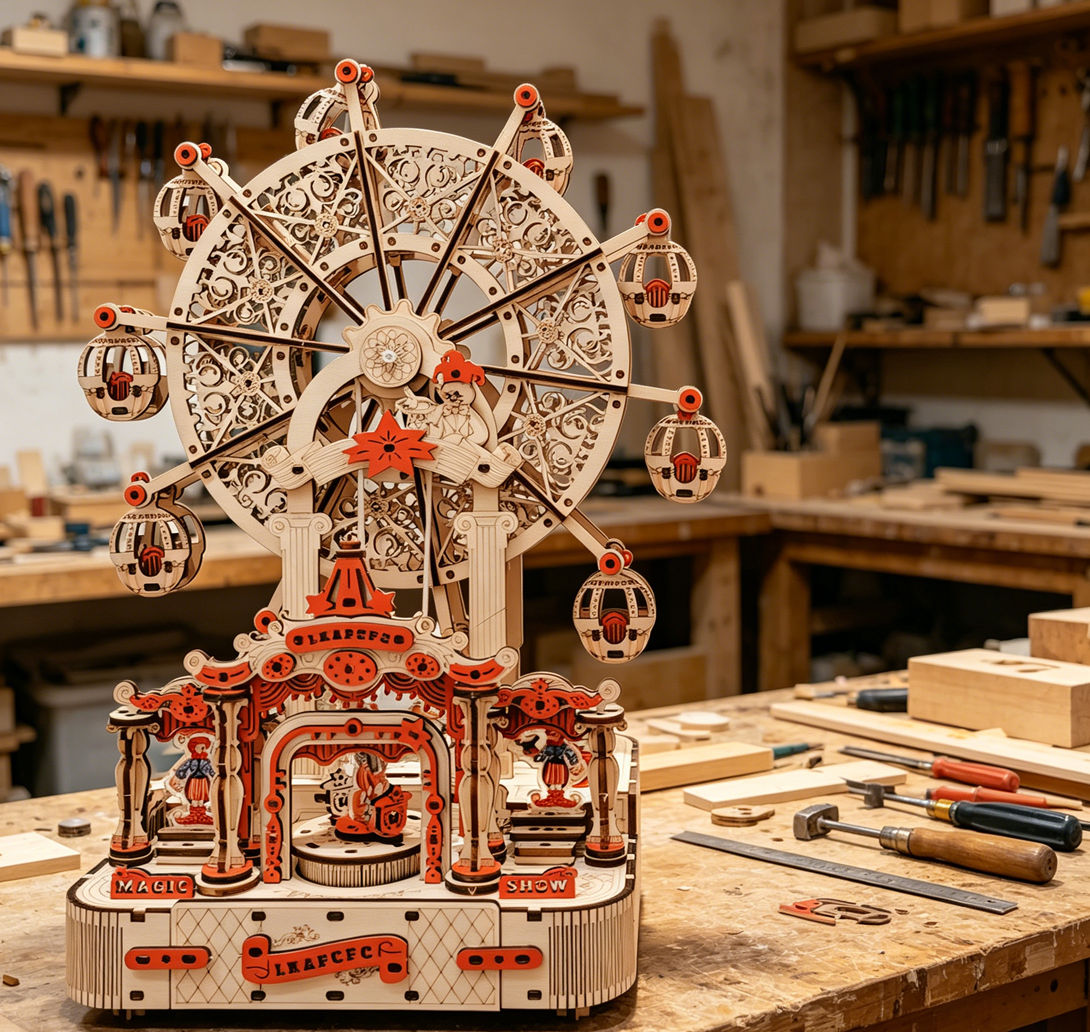 DIY Riesenrad 3D Holzpuzzle, R – Music Box Wooden 3D Puzzle Rotating Bewertung und Preis