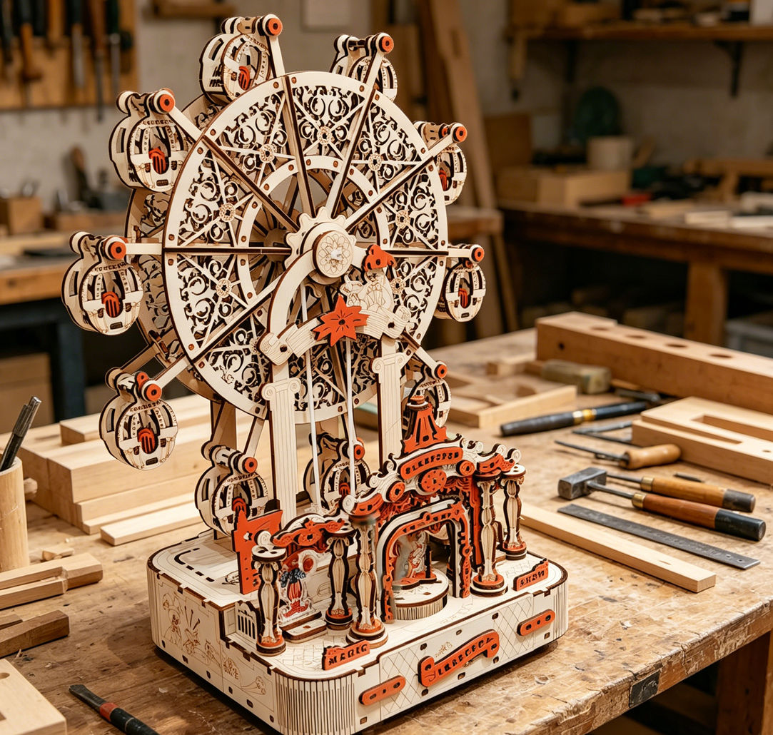 DIY Riesenrad 3D Holzpuzzle, R – Music Box Wooden 3D Puzzle Rotating Bewertung und Preis