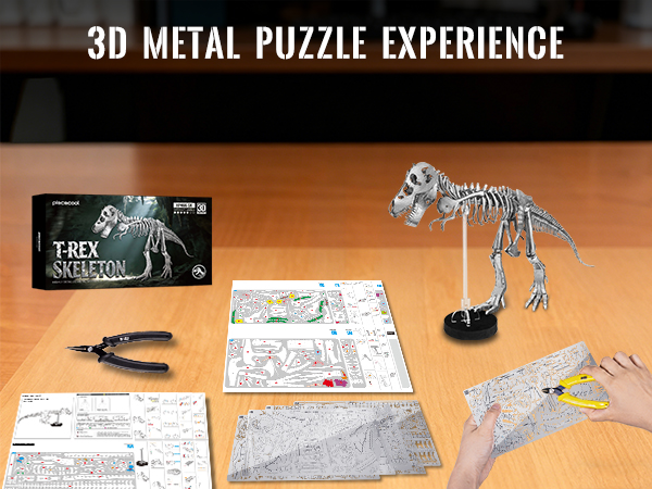 T-Rex Dinosaurier-Skelett 3D M – Metal 3D Puzzle Stainless Model Kit Bewertung und Preis