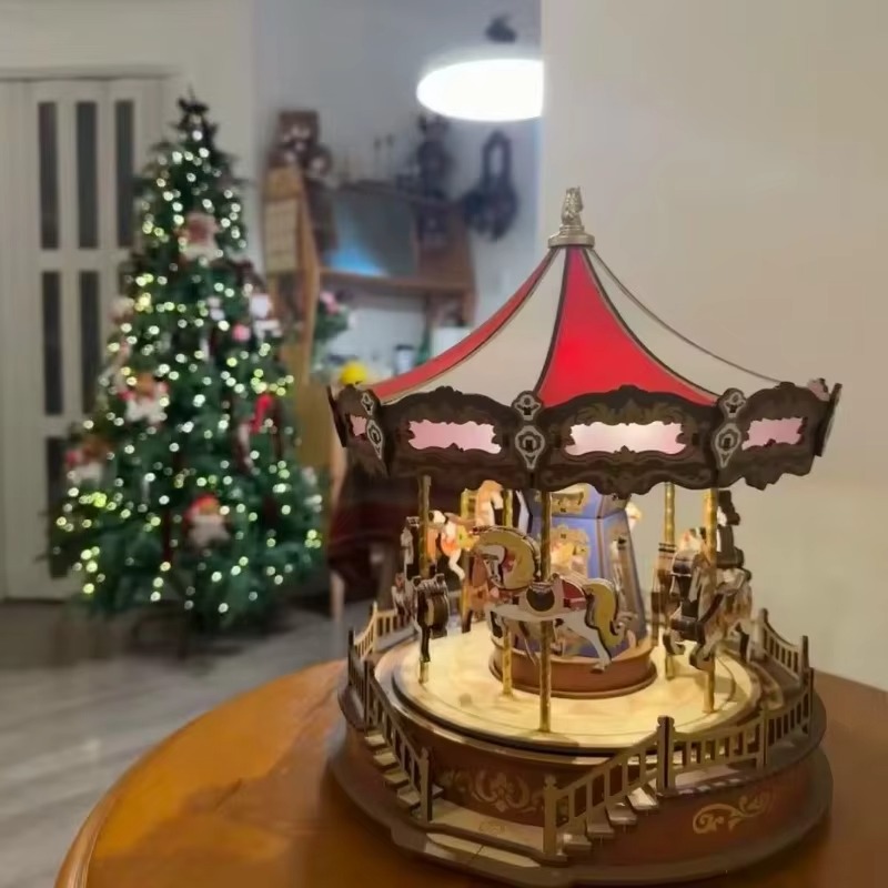 Weihnachtskarussell 3D DIY Hol – Music Box Wooden 3D Puzzle Rotating Bewertung und Preis