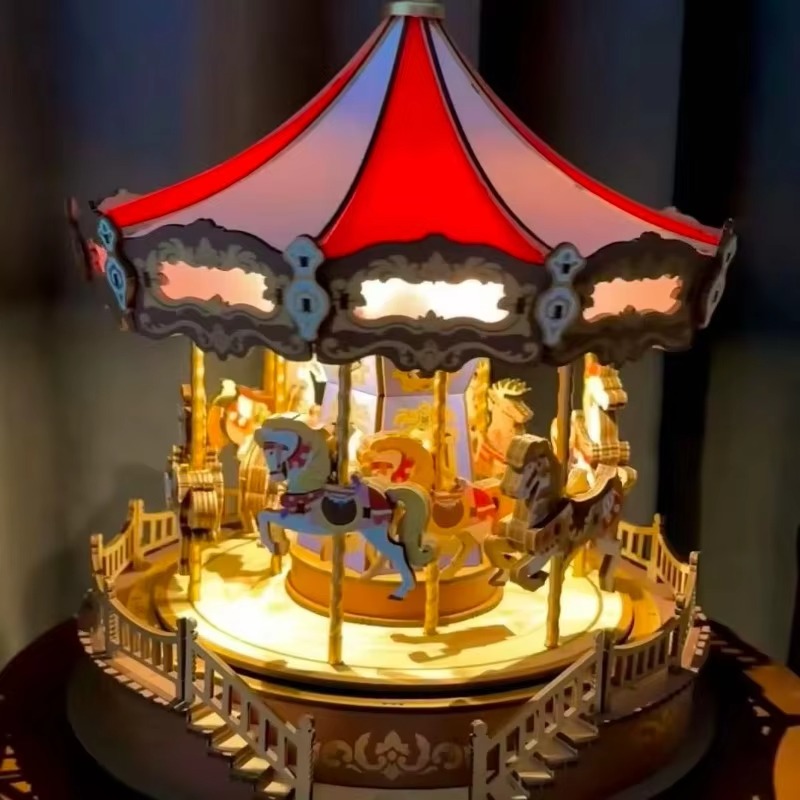 Weihnachtskarussell 3D DIY Hol – Music Box Wooden 3D Puzzle Rotating Bewertung und Preis