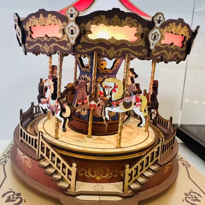 Weihnachtskarussell 3D DIY Hol – Music Box Wooden 3D Puzzle Rotating Bewertung und Preis