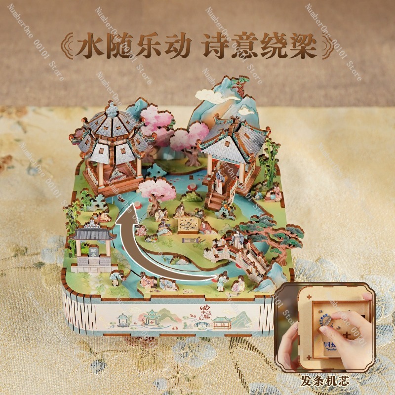 Geschwungene Bachmusikbox aus  – Music Box Wooden 3D Puzzle Rotating Bewertung und Preis