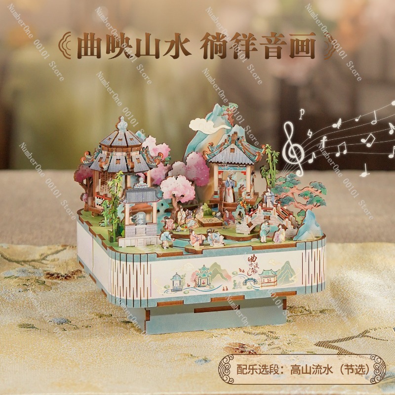 Geschwungene Bachmusikbox aus  – Music Box Wooden 3D Puzzle Rotating Bewertung und Preis