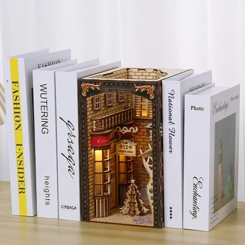 Neue Kreative DIY Holz-Buchnis – Book Nook Shelf Insert Alley Diy Bewertung und Preis