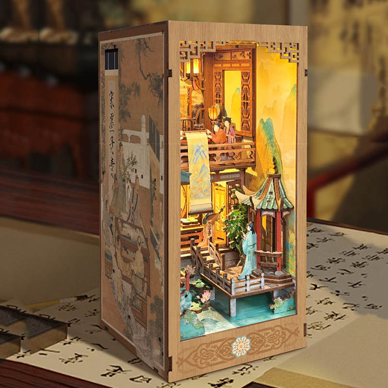 DIY Holzbuch Nook Regal Einsat – Diy Miniature Dollhouse Kit Book Nook Bewertung und Preis