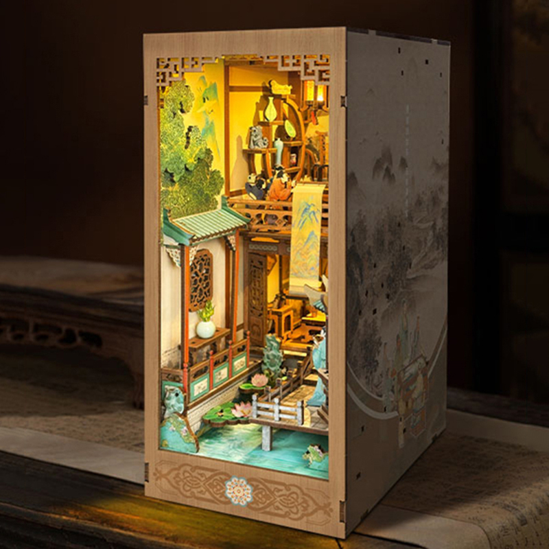 DIY Holzbuch Nook Regal Einsat – Diy Miniature Dollhouse Kit Book Nook Bewertung und Preis