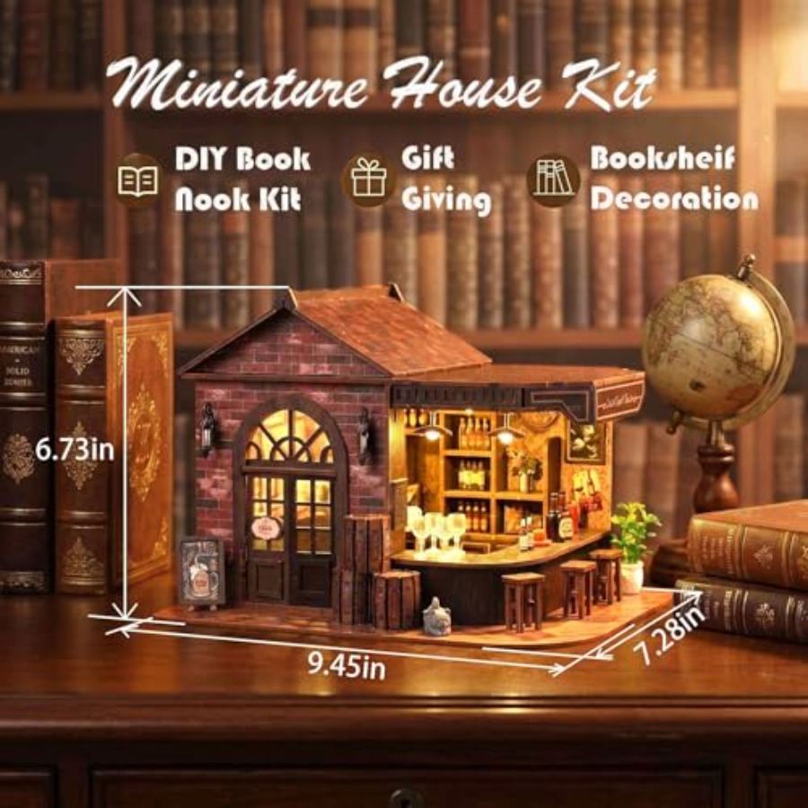 Bücherregal-Deko-Set, 3D Holz- – Diy Miniature Dollhouse Kit Book Nook Bewertung und Preis