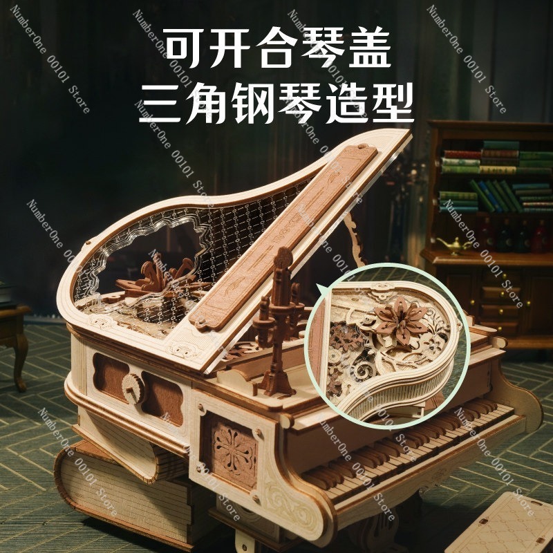 Klavier-Spieluhr 3D Holzpuzzle – Music Box Wooden 3D Puzzle Rotating Bewertung und Preis