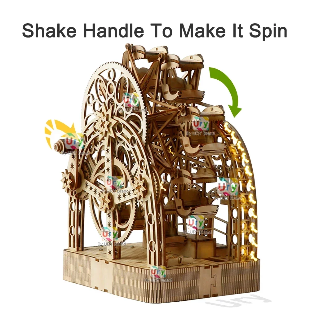 Ury 3D-Holzpuzzles, LED, handb – Music Box Wooden 3D Puzzle Rotating Bewertung und Preis
