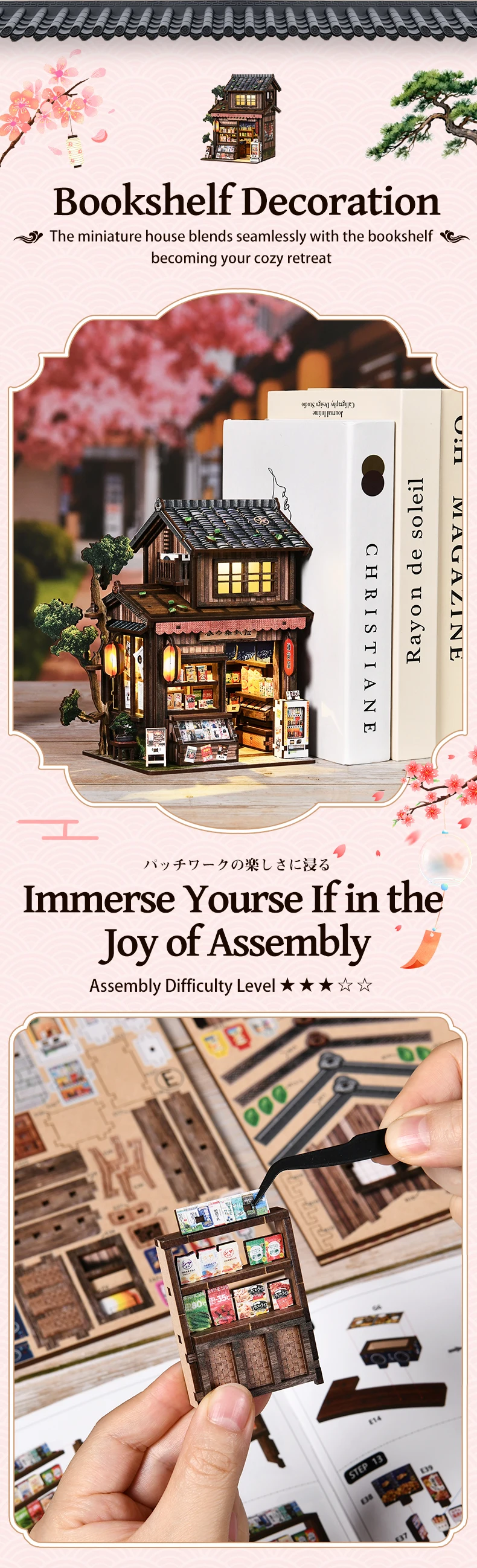 Japanischer Stil DIY Holz-Büch – Diy Miniature Dollhouse Kit Book Nook Bewertung und Preis